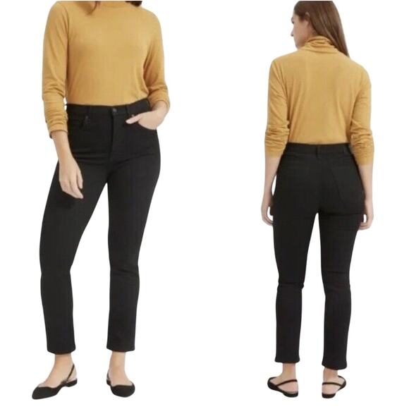 Everlane Cigarette Jeans Womens Sz 27 Blk High Rise Slim Straight Casual Denim - Picture 1 of 10